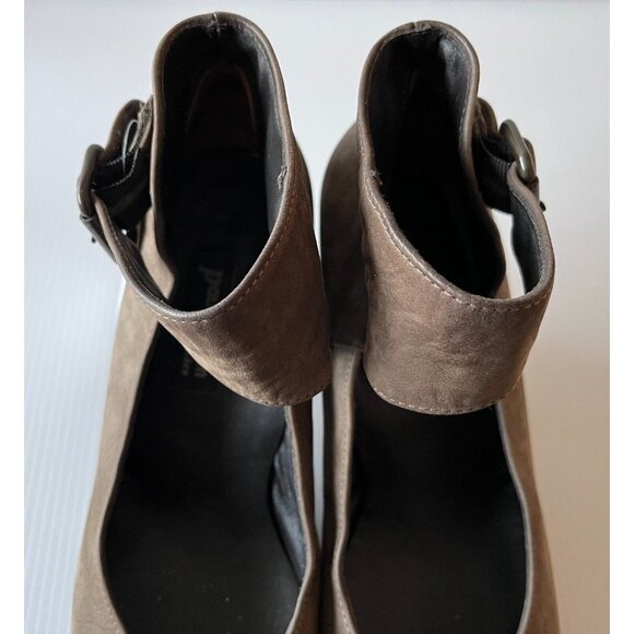 Paul Green Munchen Gray Leather Heels W/ Ankle Cuffs, Size 8 (US) 5.5 (UK) - Picture 5 of 11